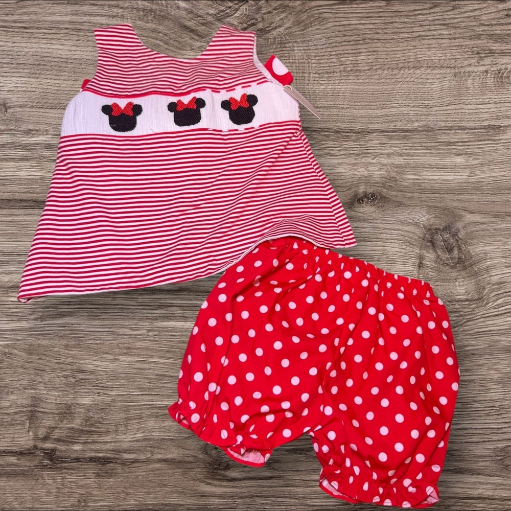 Red Striped and Polka Dot Minnie Mouse  Outfit